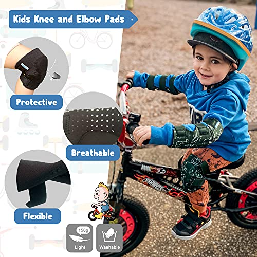 Soft-Style Kids Knee and Elbow Pads with Bike Gloves, Flexible Impact-Resistant Gear for Ages 2-11, Designed for Balance Bikes, Roller-Skating, and Skateboarding (Dogcat, Medium) - Thumbnail 2