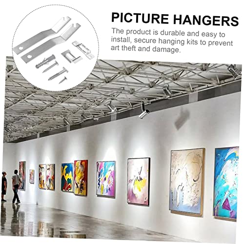 Image of 2 Sets Picture Hanging Kit for Wall Picture Frame Hardware Theft Security Lock Hangers Museum Art Gallery Use