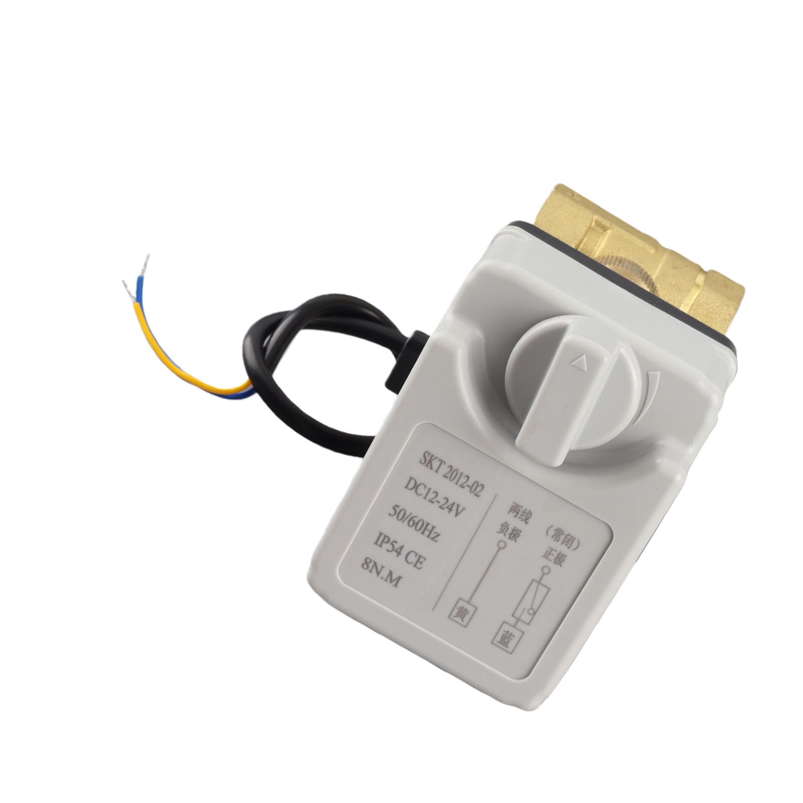 Valvola a Sfera Motorizzata Valvola a Sfera Elettrica 2 Vie DN20 3/4in Normalmente Chiusa DC12-24V IP54 Corpo in Ottone Guscio in ABS con 1,6MPa 90C per Glicole