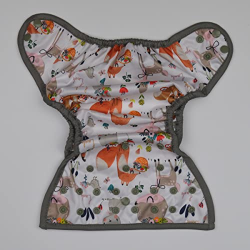 Baby Diaper Cover Nappy One Size 8lbs to 36lbs (Foxes Deers)3