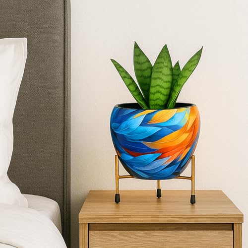 CINAGRO Metal Flower Vase Planter Pot with Iron Stand, Pots for P...