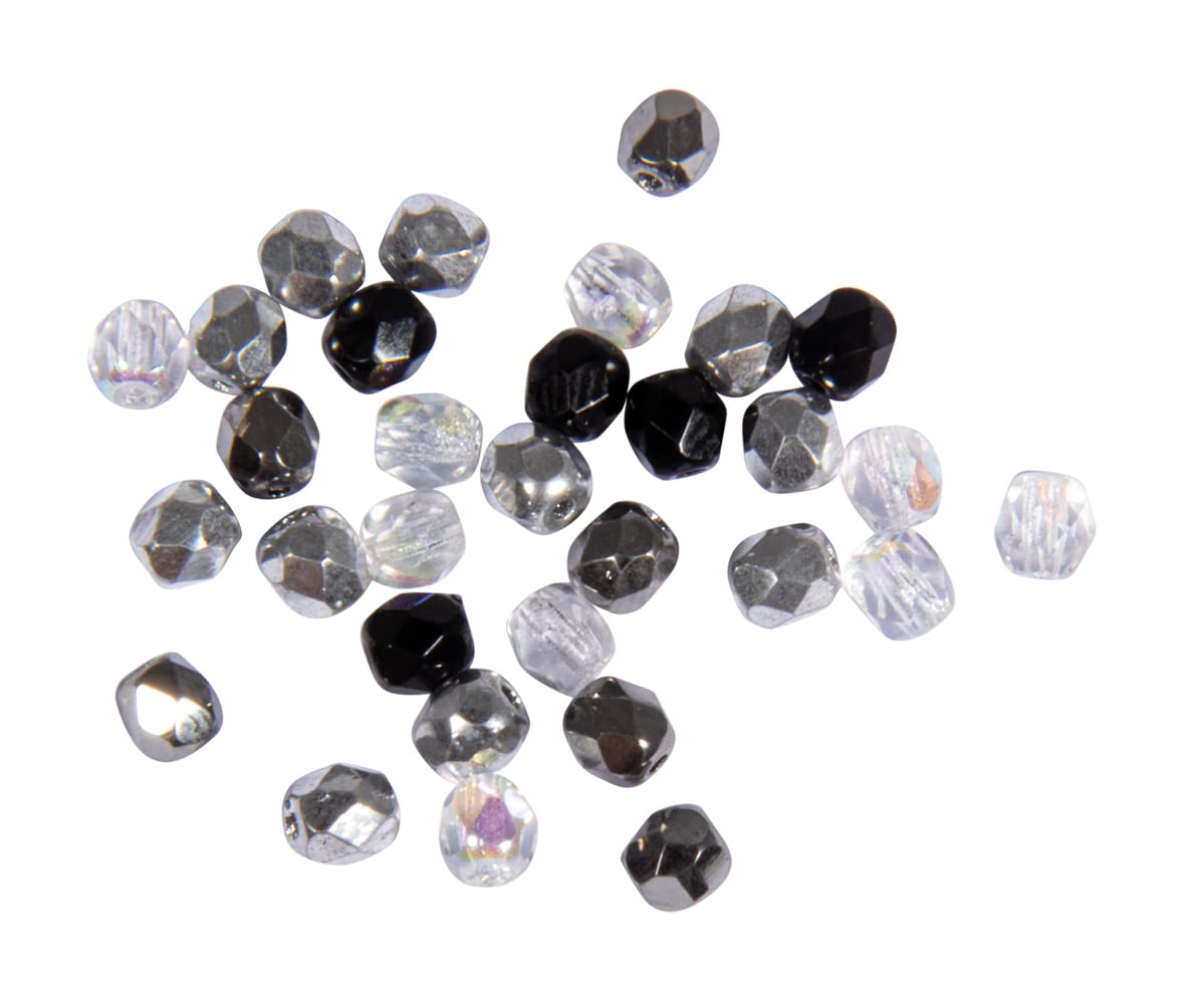 Rayher Glass crystal bead, 4mm ø, crystal, box 100 pieces, 14200800