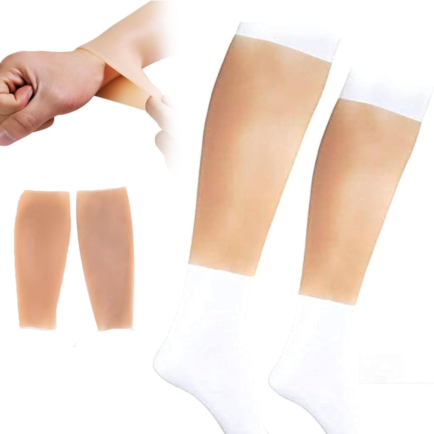 Falso polpaccio in silicone, cuscinetti per polpacci in silicone, rinforzano le gambe, le braccia, realistici, in silicone, copertura per braccia storte o sottili, copertura per cicatrici