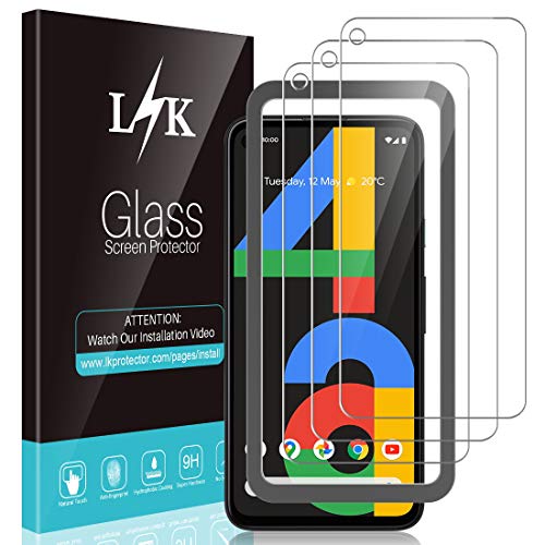 L?K 3 Pièces Protection Écran pour Google Pixel 4a 5G Verre Trempé,[9H Dureté] [Anti-Rayures] [Kit d'installation Offert] [Haute Définition] Film Protection