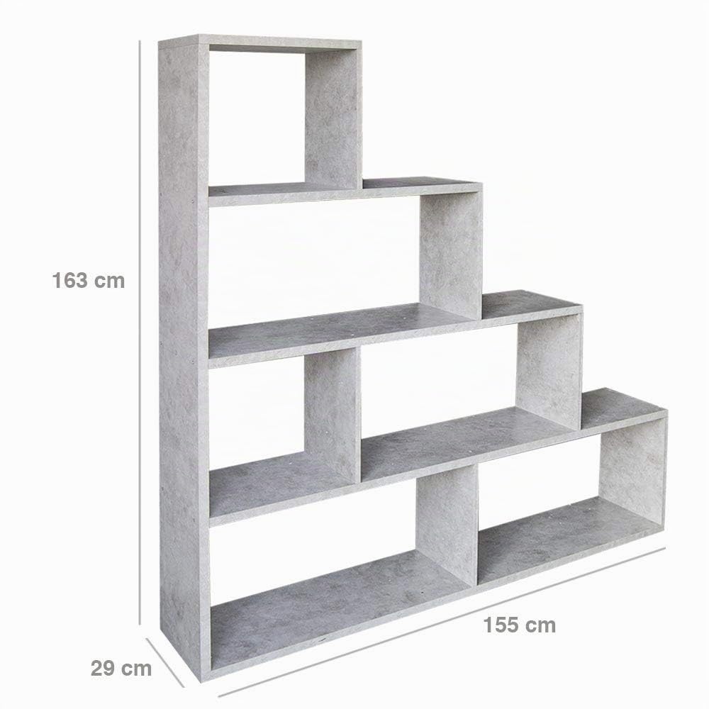 BAKAJI Libreria Scaffale A Scala Simms Legno MDF 4 Ripiani Casa Ufficio Per Riporre I tuoi Libri E Oggetti Vari (Rovere)