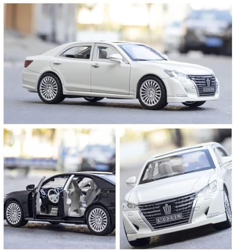 Image of 1:32 Scale Toyota Crown Toy Car | Metal Pullback Diecast Car for Kids with Openable Doors, Sound, Light Effects Toy for Car Enthusiasts (Color As Per Available), White