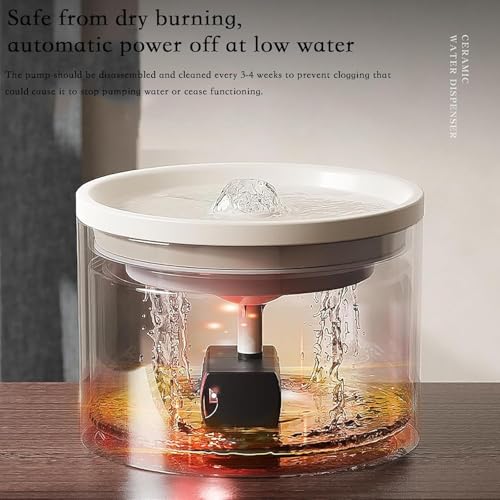 Fuente automática de agua para gatos de cerámica 1.8L blanca miniatura 2