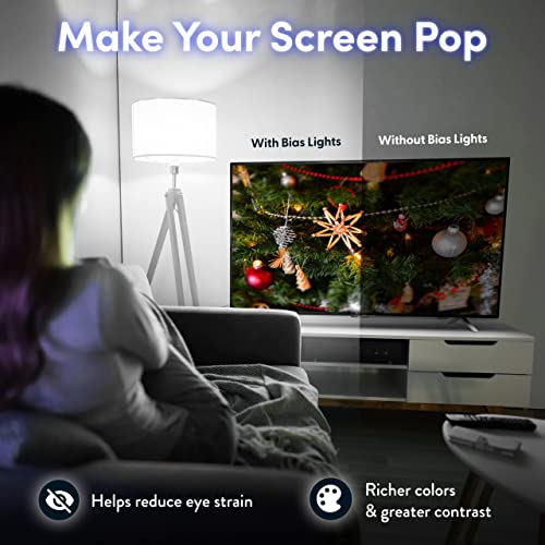 Image of Power Practical USB Bias Lighting, LED TV Backlight Strip, Ambient Home Theater Light, TV Accent Lighting to Reduce Eye Strain, Improve Contrast, White, X-Large (41 inch-59 inch TV)
