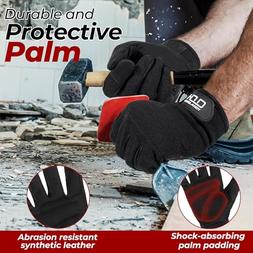 Image of HANDLANDY Work Gloves for Men & Women, Utility Mechanic Working Gloves Touch Screen, Flexible Gardening Gloves for Yard