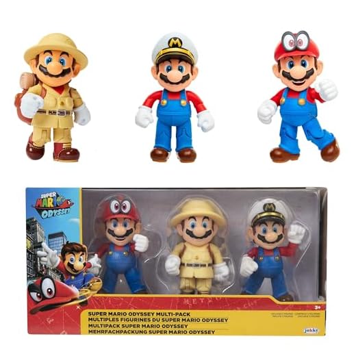Nintendo Super Mario - Multipack Odyssey de 3 Figuras Mario de 10 cm – Las Figuras Tienen Hasta 11 Puntos de Articulación y Poses Únicas - Juguete para Niños 3 Años +