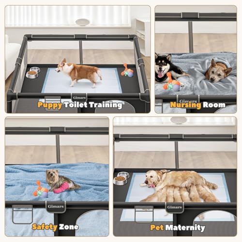 127x127x66 cm Welpengehege Mit Tür, Hundespielgehege Für Welpen Oder Kleine Hunde, Stabiles Sicherheitszaungehege Mit Dickem Stoff, Robustem Nylonnetz, Maschinenwaschbar