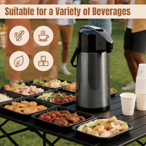 Image of Upgraded Airpot Coffee Carafe with Double Pump - 84oz /2.5L Coffee Carafe for Keeping Hot, Beverage Dispenser for Hot /Cold Beverage (1, Black)
