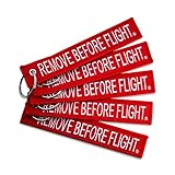 AIXEPA 5x Remove Before Flight Red/White Key Chain 5.5' x 1' by (5 Pack)