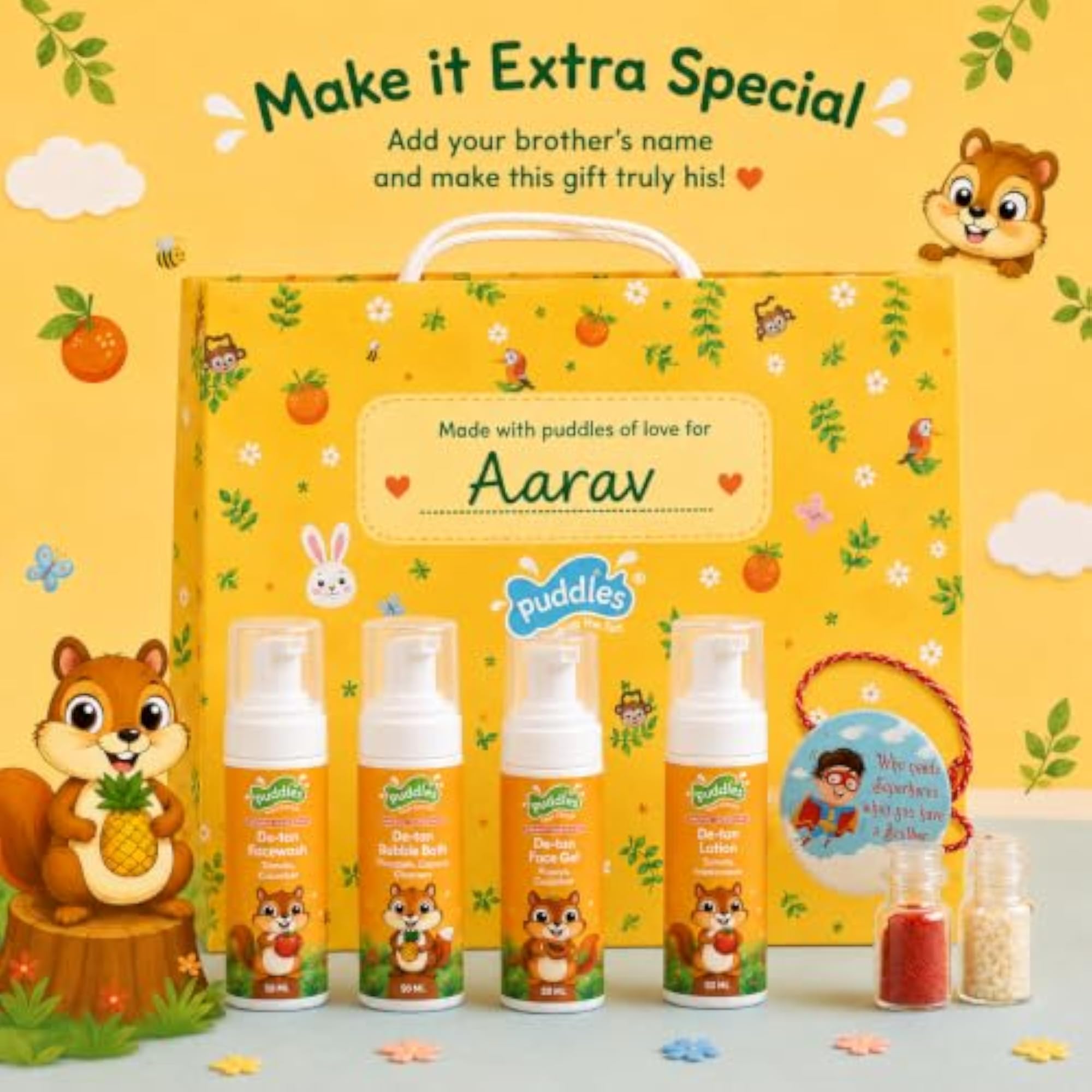 De-Tan Brother Rakhi Gift Bag, Kids Skincare Gift Set