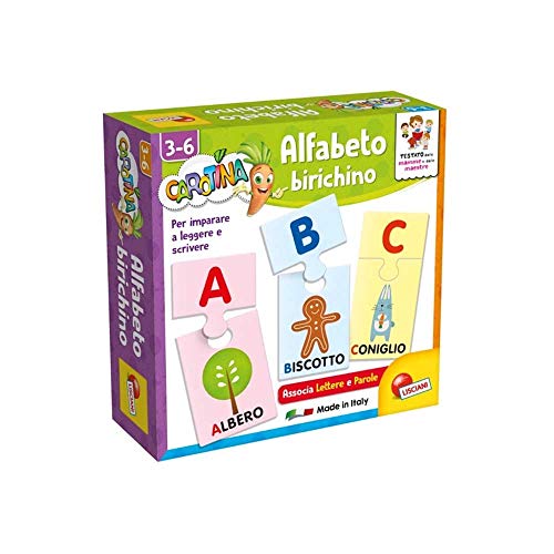 Liscianigiochi- Zanotina Quadrotte Alfabeto Travieso Carotina Juego Educativo Preescolar, Multicolor (87464)