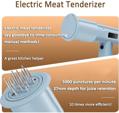 Electric Meat Tenderizer Kit with 13 Stainless Steel Needles, Pierces 5000 Times Per Minute for Tenderizing Steaks, Beef, and Chicken