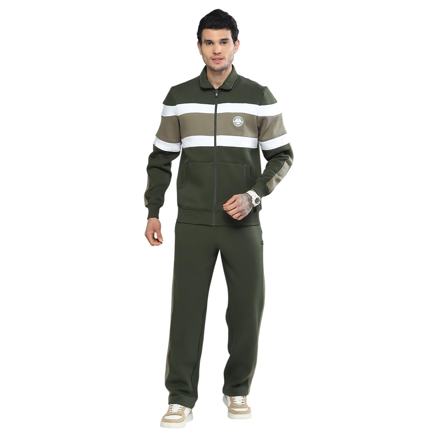 Mens Regular Fit Solid Full Sleeve Round Neck Tracksuit | Men Track Suit | Stylish Sportswear Set with Jacket and Lower | Activewear Set For Men's (Pack Of 1)-image-47