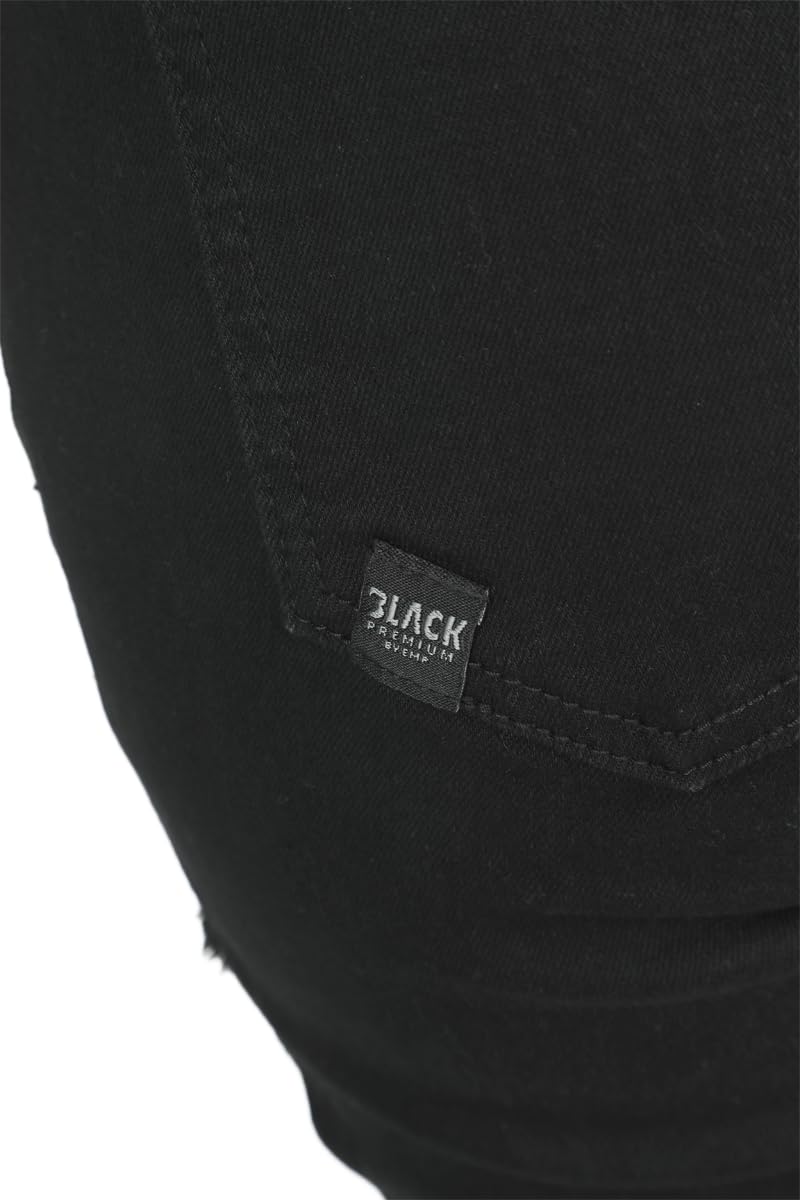 Black Premium by EMP Mujer Vaqueros Negros con Recortes de Rejilla