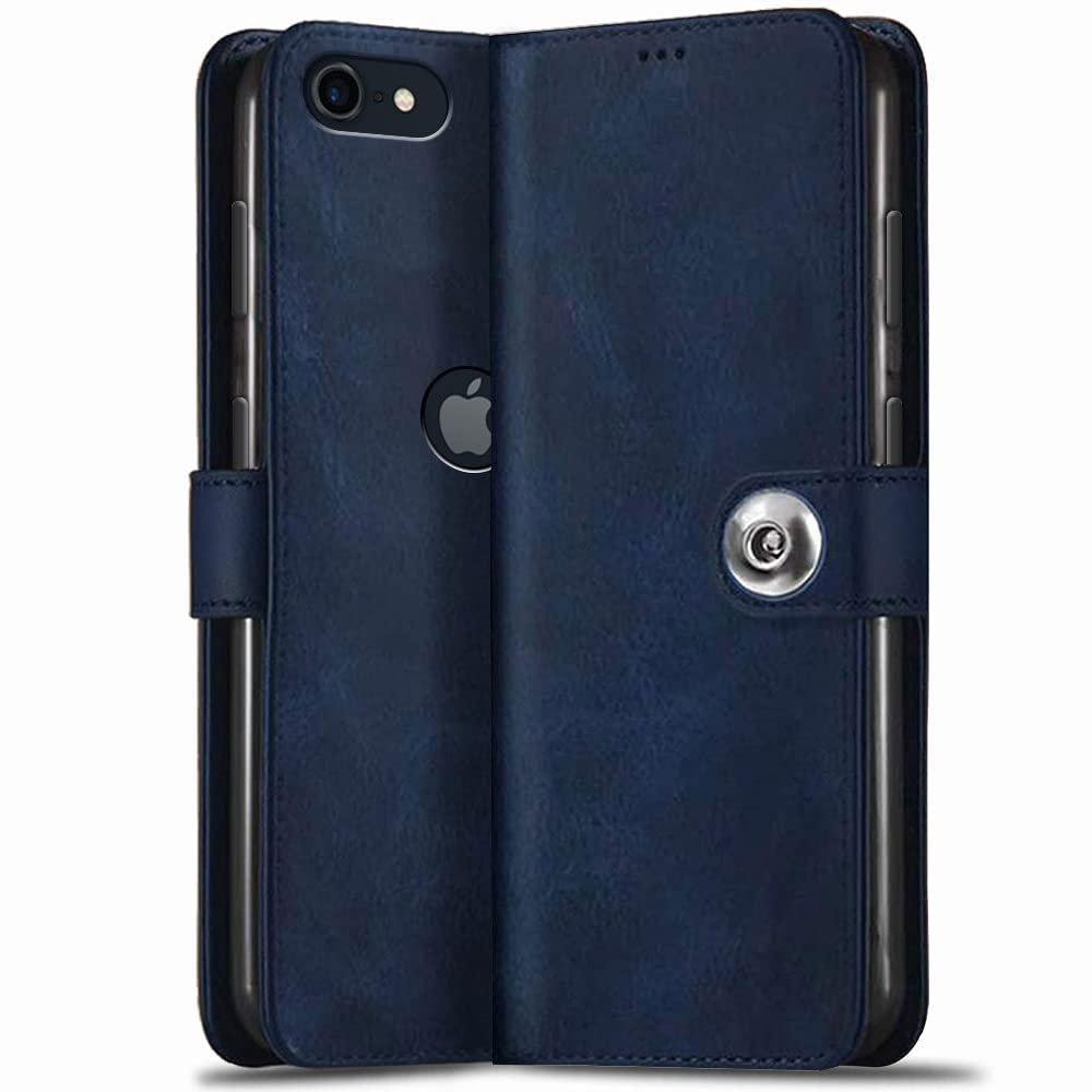 TheGiftKart iPhone SE 2020 / iPhone SE 2022 Flip Cover Back Case | Genuine Leather Finish | Designer Button | Inbuilt Pockets & Stand | Flip Back Cover for iPhone SE 2020 / iPhone SE 2022 (Blue) (B0BJQJDXZ1) Amazon Price History, Amazon Price Tracker