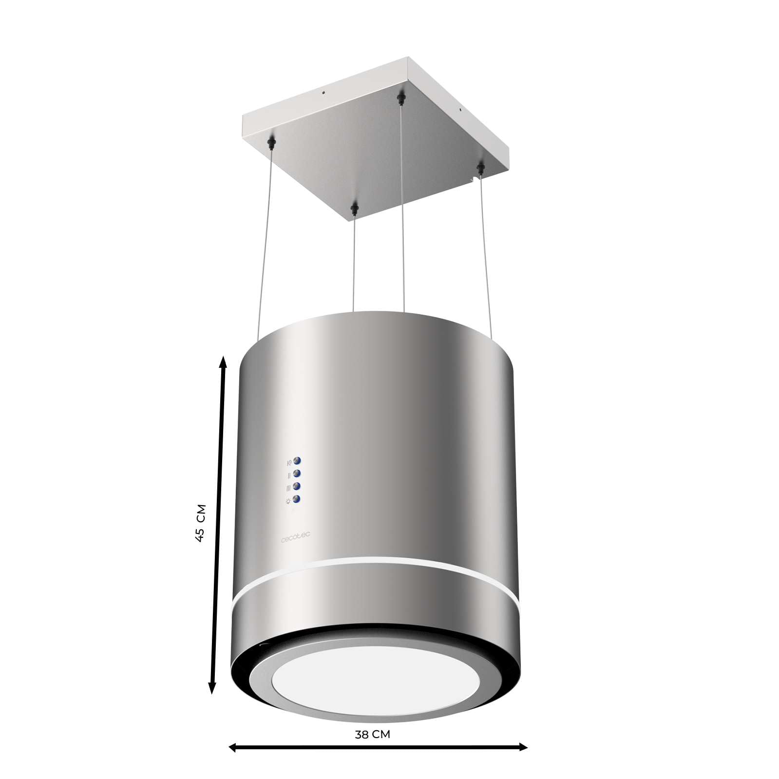 Cecotec Bolero Flux Cre Insel-Dunstabzugshaube 44 cm Edelstahloptik 800 m³/h 210 W A++