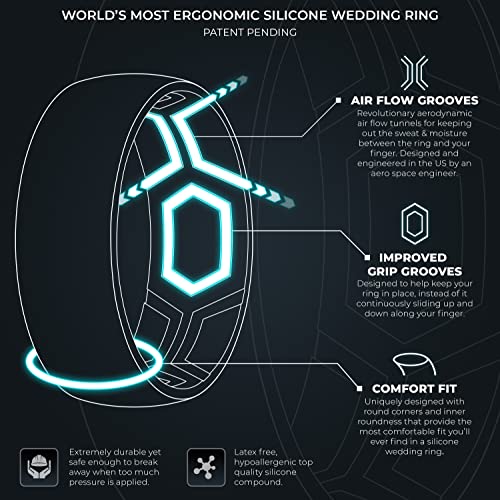 ThunderFit Silicone Wedding Rings for Men, 2 Layers Top Design Bands 8.5mm Wide 2.5mm Thick - 1/4/8/12 Variety Multipack2