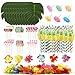 LIHAO 184 piezas Hawaianas Decoraciones para Fiestas Tema Tropical de la Selva de Hawaii, Hojas de Palmeras Tropicales, Flores de Hibisco, Mini Palillos de Paraguas, Pajitas de Frutas, Toppers Tarta