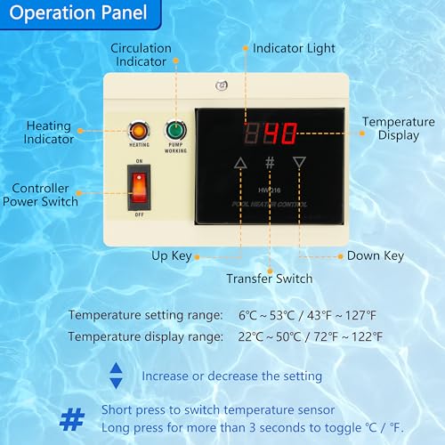 Foinwer 18KW 240V Pool Heater for Above Ground Pool, Electric Swimming Pool Heater with Touchscreeen, Hot Tub Thermostat for Spa, Bathtub, Above Inground Pool (18KW)