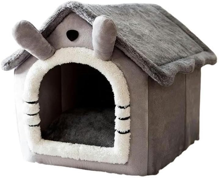 Pet Bed Pet Bed Foldable Cat Bed Pet Dog House Winter Cat Villa Kennel Removable Warm Nest Tents Pet Supplies-Brown Bear-S(30x36x31cm)