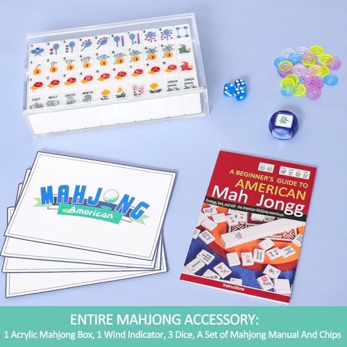 Juego de Mahjong Americano con 160 fichas acrílicas miniatura 2