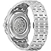 Bulova Marc Anthony Men's Automatic Marine Star Stainless Steel Watch,Open Aperture,Exhibition Case Back,Diamond Accent Blue Sunray Dial, (Model:98D184)