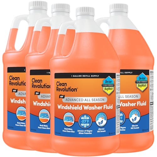 Clean Revolution Advanced All Season Windshield Washer Fluid | Ultra Low VOC Formula |Extreme -27°F Winter Protection | 128 Fl. Oz | 4 Pack