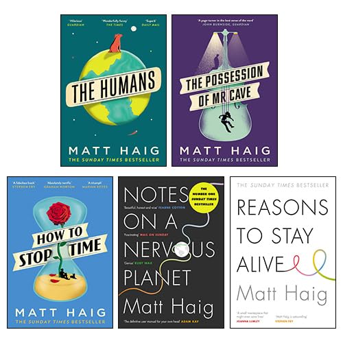 Matt Haig 5 Books Collection Set (Notes on a Nervous Planet, Reasons to Stay Alive, The Possession of Mr Cave, The Humans, How to Stop Time)