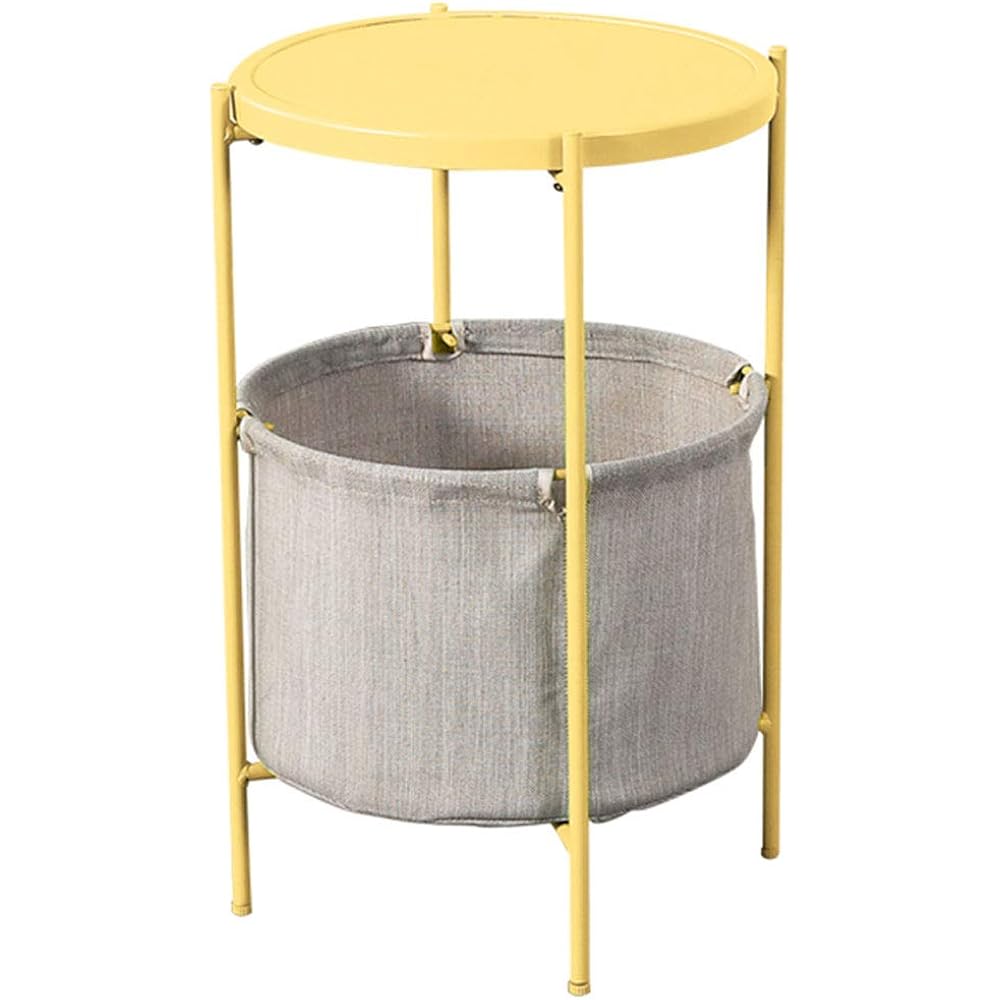 LZY Canasta de Almacenamiento de Tela de Arte de Hierro, Mesa Auxiliar
