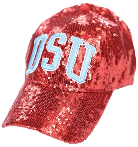 Big Boy Delaware State Hornets S144 Womens Sequins Cap [Red - Adjustable] - ID#67696