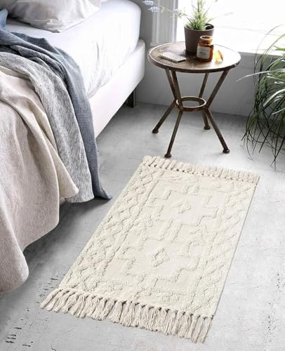 Tapete Boho Beige 2x3 ft Rectangular de Algodón miniatura 2
