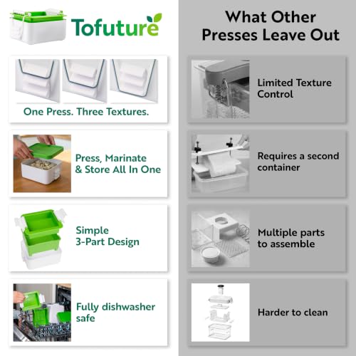 Image of Tofuture Large Tofu Press - The Original and Best Press - Fits Two 8-16 oz | Mess-free tofu press. BPA-free polypropylene. Dishwasher safe. 225- 450g blocks. Silken tofu, extra firm tofu, paneer maker
