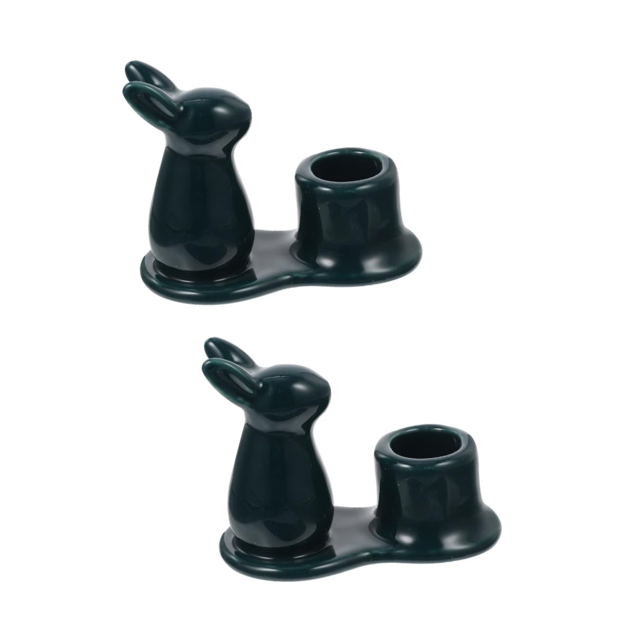 Zerodeko 2pcs Rabbit Candlestick Bunny Decor Bunny Figurine Candle Holder Decor for Table Rabbit Candle Holder Spa Candle Home Decor Pillar Candles Holders Tealight Dining Table Ceramics