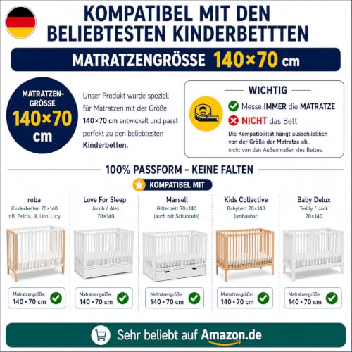 FlyIdeas 3er-Set Spannbettlaken & Matratzenschutz 140x70 cm – Ansicht 6