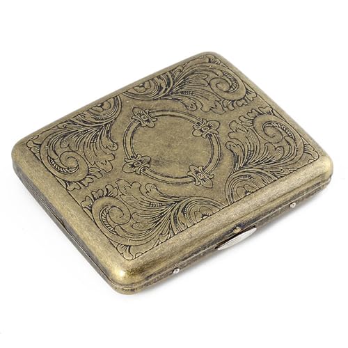 Vintage Metal Cigarette Case for Women & Men | Portable Stainless Steel Cigarette Holder with Flip Cover | Durable Storage Box Holds 20 Cigarettes,Stylish & Easy to Carry