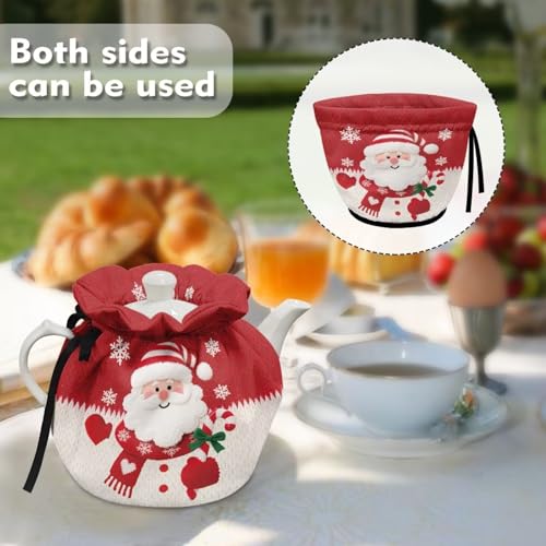 Image of Christmas Tea Cozy for Teapot Santa Claus Tea Cosy with Insulated Pad Heat Resistance Kettle Cover Coffee Pot Dust Cover Christmas Tabletop Decor for Kitchen Gift for Holiday