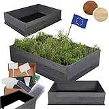 MODO24 Hochbeet Holz, Kräuterbeet, Gartenbeet, Pflanzkasten, Blumenbeet, für Garten und Terrasse, Kiefernholz, Massivholz, Naturholz, Gemüsegarten, Abmessungen 27x103x60 cm, Farbe: Grau