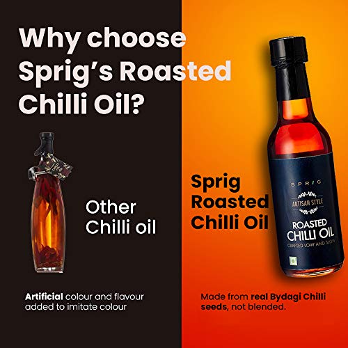 Image of S P R I G Premium Finishing Roasted Chilli Oil - Crafted with real Bydagi Chilies, No Artificial Colours, Flavor, Additives or Preservatives, Vegan, Kosher, Gluten-free, Liquid Seasoning - 125 g