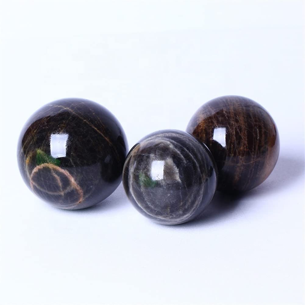 Cristal Naturel Brut Cadeau de méditation Pierre précieuse en Cristal Naturel Sphère de Pierre de Lune Noire Décoration d'intérieur polie Lot de 1 Pierres Naturelles (Size : 4-5cm)