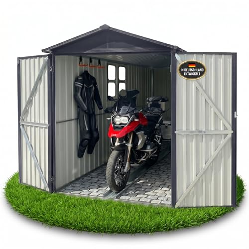 Albatros Premium Motorradgarage verzinktes Metall in Anthrazit (RAL 7016)| 169x296x191cm | Motorrad Unterstellplatz | wetterfester Motorrad Bike Garage abschließbar
