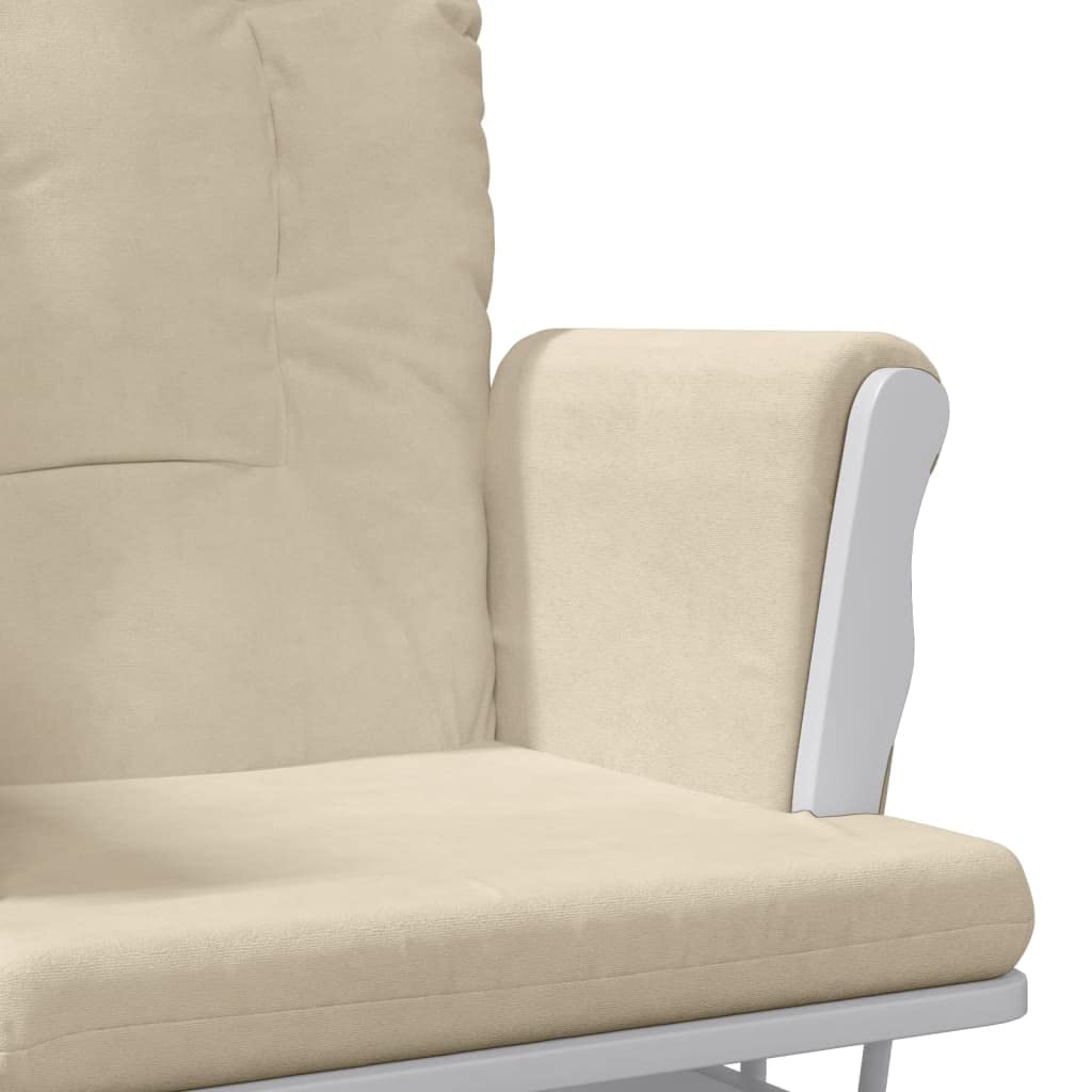 Brokky 351663 Poltrona Glider con Sgabello Bianco Crema in Tessuto Nursing Aliante maternità Sedia a Dondolo con Blocco Scorrevole e poggiapiedi
