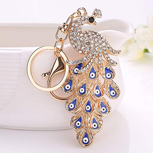 Preisvergleich Produktbild Diamant-Pfau-blaues Auge Keychain Taschen-Auto-Anhänger