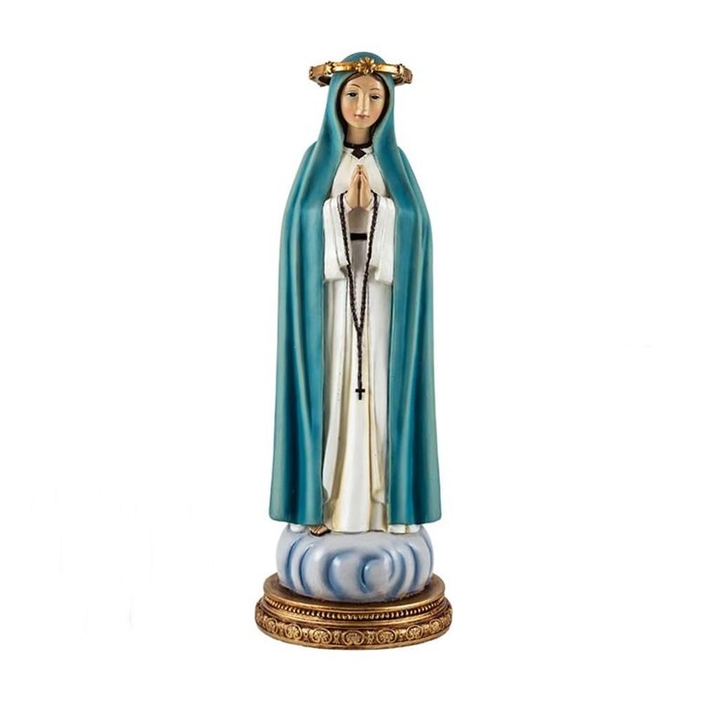 Virgen del Pozo figura 30 cm. escultura peana resina color