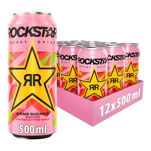 Rockstar Energy Drink Saveur Fraise Citron Vert Lot de 12x50Cl