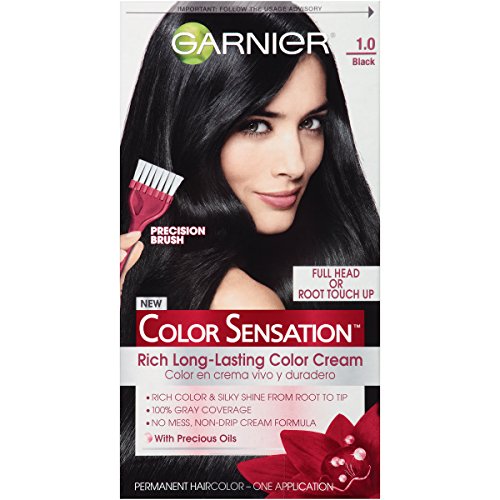 Garnier Hair Color Sensation Rich Long-Lasting Color Cream, 1.0 Black (Pack of 12)