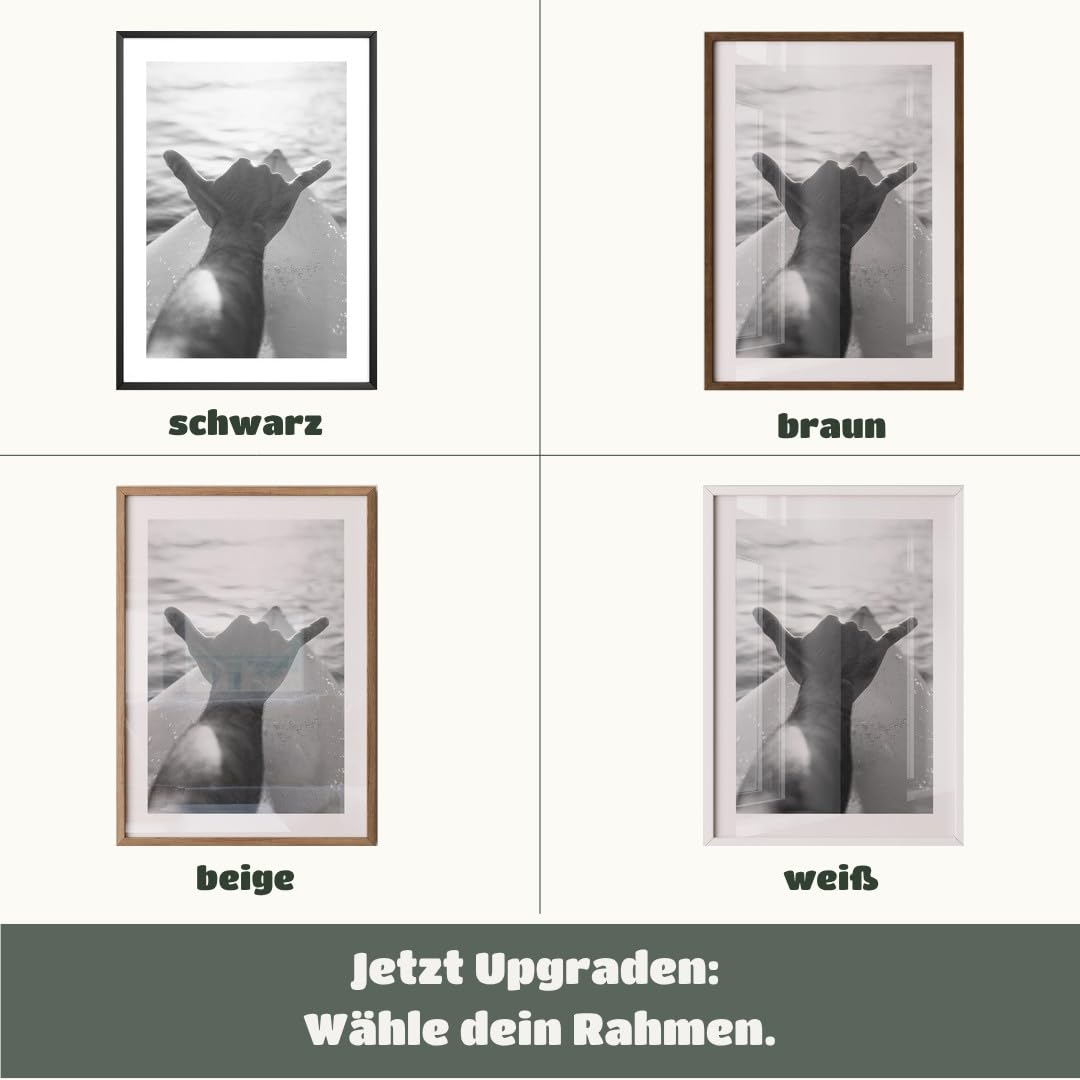MJ-GRAPHICS® Yoga Hand Poster Meditation Zen Wandbild A2 mit beigem Rahmen